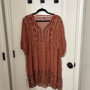 Knox Rose Rust and Orange Patterned Tunic